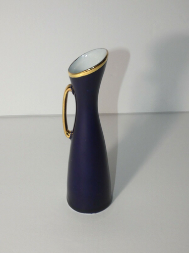 VINTAGE ROYAL PORZELLAN BAVARIA KPM GERMANY COBALT BLUE FLORAL 5.5" PITCHER VASE - Picture 5 of 11