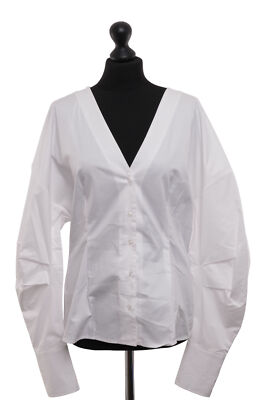 Anine Bing Damen Bluse A-07-2178-100 L weiß Langarm V-Ausschnitt Baumwolle Neu