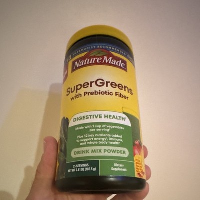 Nature Made SuperGreens Prebiotic Fiber Peach Mango Powder Digestive Support