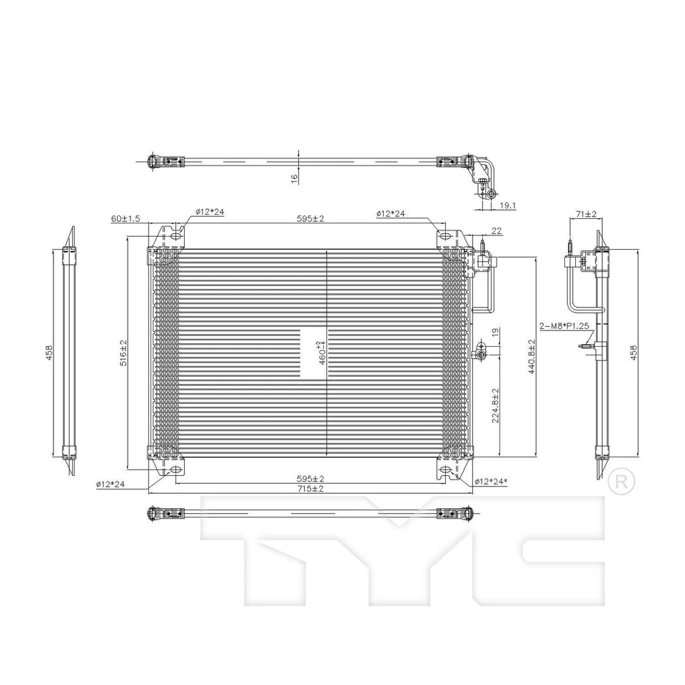 Конденсатор кондиционера TYC 4719 для 04–09 Buick Chevrolet GMC Envoy Rainier Trailblazer - Изображение 3 из 4