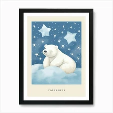 Sleeping Polar Bear 1 Nursery Poste Framed Wall Art Poster Canvas Print Picture