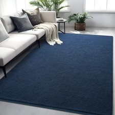 Rugs for Bedroom Living Room, 4x6 ft Navy Blue Area Rug, Washable Memory Foam