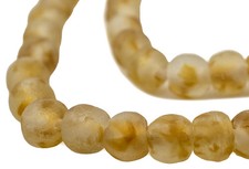 Brown Swirl Recycled Glass Beads 14mm Ghana African Sea Glass Round Large Hole