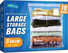 5 Gallon Extra Large Zippered Plastic Bags for Storage