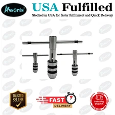 ASSORTS T-Handle Tap Wrench Set – 3 Pcs | Solid Collet Jaws for Precision