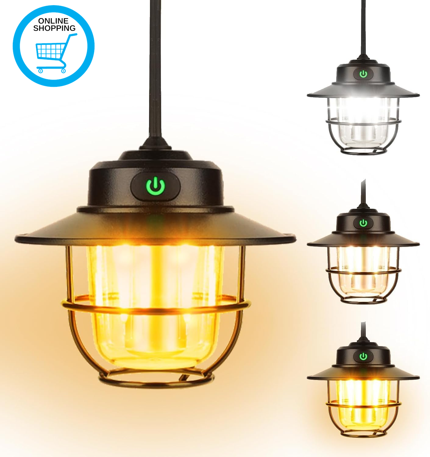 Camping Lantern, Rechargeable Camping Light with Stepless Dimming and 4 Light Mo