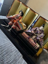 Vintage Japanese Hina Doll Set ? Emperor & Empress with Gold Folding Screens