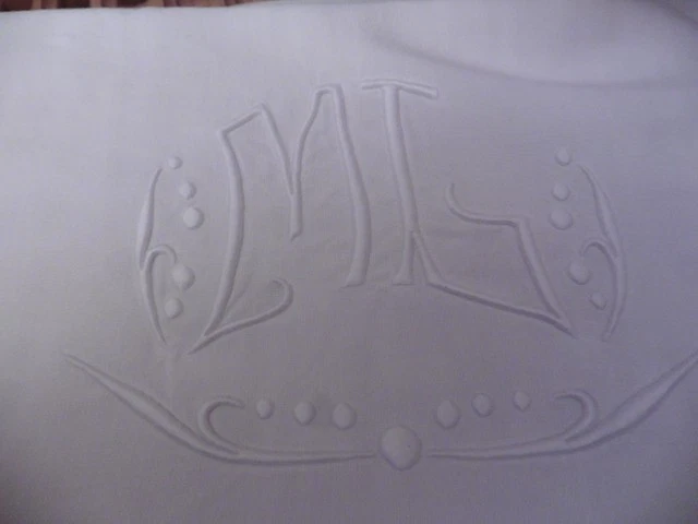 ANCIEN DRAP LIN BLANC"ML"JOURS OURLETS MAIN212X300 CM - Photo 3/4