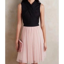 Anthropologie HD Paris Darle Tulle Fit Flare Balletcore Dress Sz Large Pink 90s