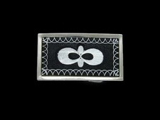 UB11114 VINTAGE 1970s  ABSTRACT ART  FASHION SILVERTONE BELT BUCKLE