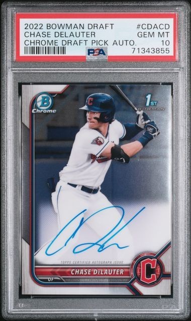 💎2022 Bowman Draft Chrome Prospect Autograph #CDA-CD Chase DeLauter PSA 10💎