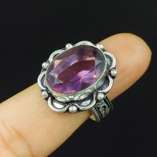 Natural Amethyst Gemstone 925 Sterling Silver Proposal Ring For Gift