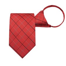 Ties for Men, 3.15'' Men's Pre-tied Ties Adjustable Mens Zipper Neck Red Plaid