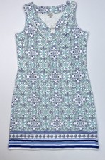 NWT Talbots Sleeveless Shift Dress Size X Mediterranean Mosaic Tile Blue Resort
