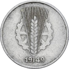 [#1223743] Democratic Republic of Germany, 10 Pfennig, 1949, Berlin, Aluminium, 