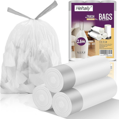 2.6-Gallon Trash Bags Heavy Duty -  Drawstring Kitchen Garbage Bags for Office/B