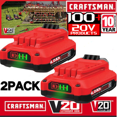 2PACK 4.0 For Craftsman V20 20 Volt MAX Lithium Battery CMCB204 CMCB202 CMCB201