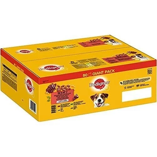 New Pedigree Dog Pouches Mixed Selection in Jelly, Chicken, 80 x 100g UK