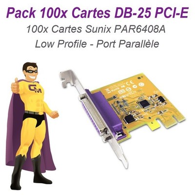 Los 100 Karten SUNIX Parallelport IEEE1284 LPT DB-25 PCIe Low Profile PAR6408A