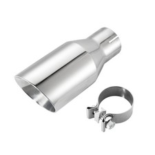 2.5 Inlet 3.5 Outlet 7.5 Long Exhaust Tip With Clamp Stainless Steel 2.5 Inlet 3.5 Outlet 7.5 Long Exhaust Tip With Clamp Stainless Steel