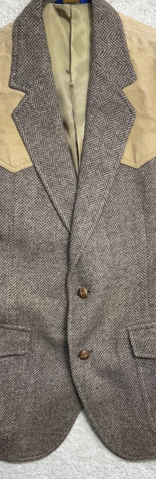 Винтажный Pendleton высокого класса Western износ блейзер Твидовая куртка Herringbone размер 38 - Изображение 3 из 4