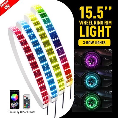 Pack of 4 15.5 inch RGB Wheel Ring Lights LED Light For Truck Car Rim Lights APP