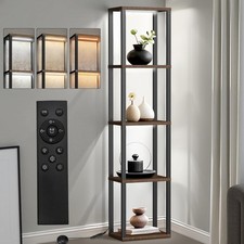 Floor Lamp with Shelves 4-Tier Display Rack w/ LED Lights & Foot Switch