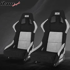 Universal Pair Adjust Bucket Racing Seats Silver Glitter & Black Suede W/Slider