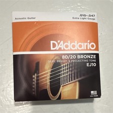 D'Addario 80/20 Bronze Acoustic Guitar Strings Extra Light EJ10 0.010 0.047