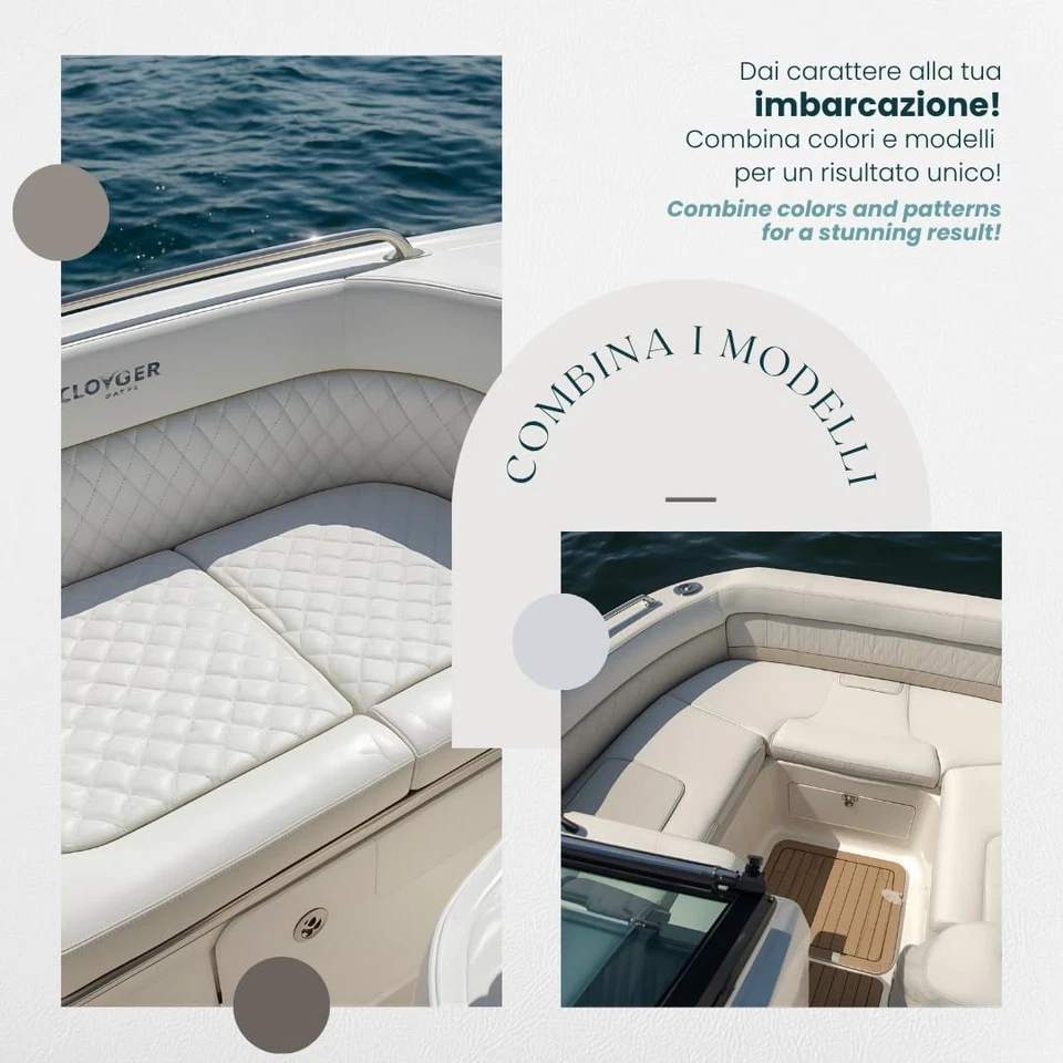 ECOPELLE TRAPUNTATA 6 CM NAUTICA BIANCA TESSUTO METRAGGIO CM50x140 BARCA CUSCINO - Immagine 3 di 4