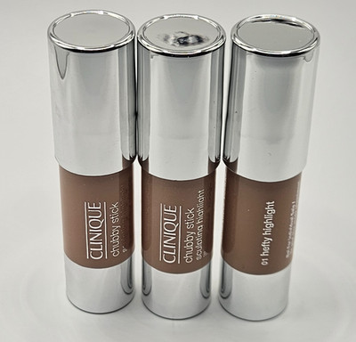 3 x Clinique Chubby Stick Sculpting Highlight 01 Hefty Highlight 0.12oz/3.6g NEW