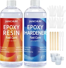 Crystal Clear Epoxy Resin Kit 16Oz, Bubble-Free, Anti-Yellowing, Self Leveling E