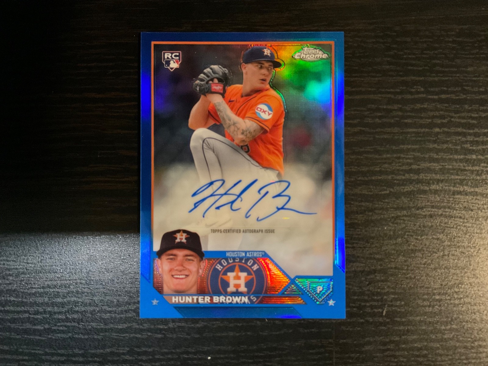 2023 Topps Chrome Update Hunter Brown Blue Refractor Rookie 10 Auto /150 RC