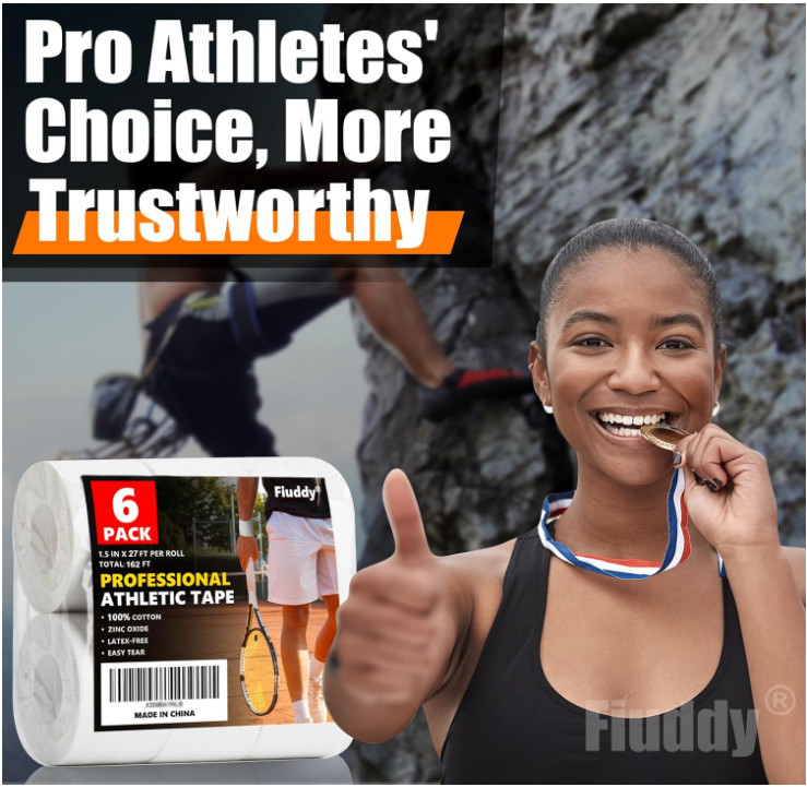 Professional 6 Pack White Athletic Sports Tape - 1.5 Inch × 27 Feet per Roll | T