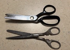 2 Pair Antique Sewing Scissors, Clauss Solid Steel Ft Smith Ark