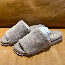 Lucky Brand Women  s Faux Shearling Slide Slippers  Taupe  Size 12 M11 