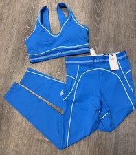 ALO Yoga Airbrush Hearthrob Leggings And Sports Bra Set Size Medium Blue