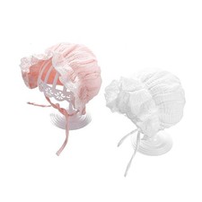 2PCS Baby Sun Christening Hats Bonnet Newborn Seersucker 3-12 Months Pink white
