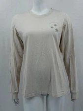 Spiritual Gangster Top Womens Medium Beige Long Sleeve Shine Your Light Graphic