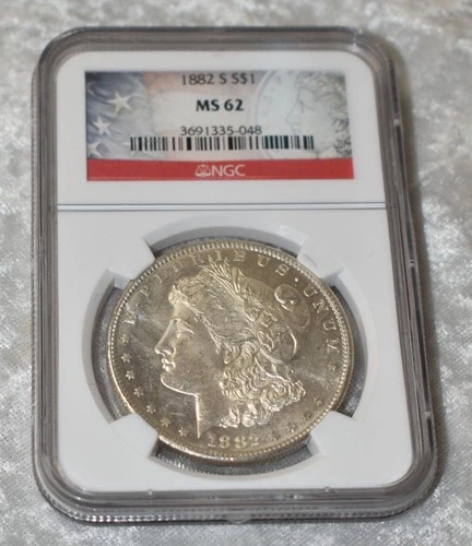 1882 S MORGAN 90% SILVER $1 DOLLAR NGC CERTIFIED MS 62 MS62 SAN FRANCISCO MINT