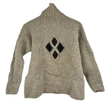 Vintage Carraig Donn Aran handknit Ireland Irish Wool cream Sweater size medium
