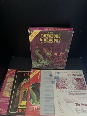 1981 TSR DUNGEONS & DRAGONS Basic Set Purple Box #1011 Complete With Dice