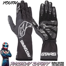Alpinestars Youth Tech-1 K RACE S V2 ONE VISION Kart Gloves Black/Tar Gray