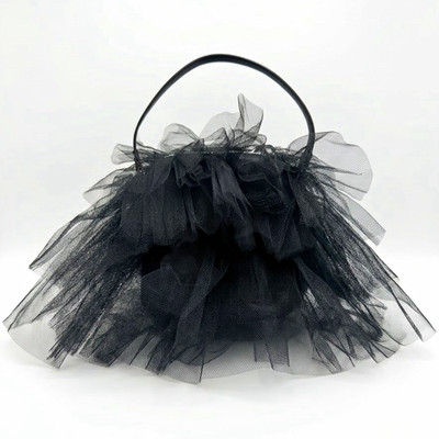 Simone Rocha   Tiered Mini Frilly Tutu Handle Bag   Black Ruffle   