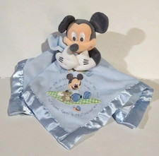Disney Baby Mickey Mouse Bear Security Blanket Lovey Blue Blankie Plush 13  