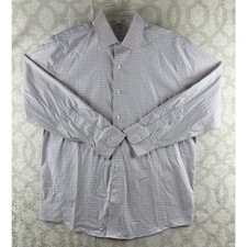 Brooks Brothers Non-Iron Stretch Mens 15.5 32 Regular Fit Check Dress Shirt Blue