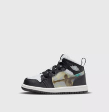Kid's Size 7C - DR9494-001 Nike Air Jordan 1 Mid Hologram Black/White Toddler