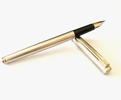 VINTAGE SENATOR STAINLESS STEEL FOUNTAIN PEN , M- MEDIUM IRIDIUM STEEL NIB