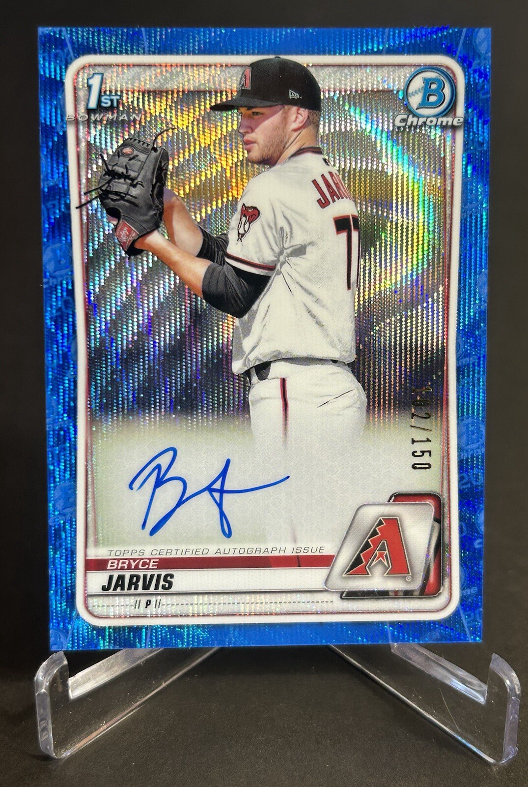 2020 Bowman Draft Bryce Jarvis Chrome Blue Wave Refractor Prospect Auto /150