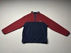 Lands End Fleece Mens XL Blue Red Sweater Pullover Snap Button Outdoor
